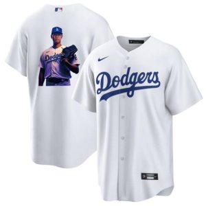 Los Angeles Dodgers #17 Shohei Ohtani White Big Logo Cool Base Stitched Jersey