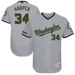 Washington Nationals #34 Bryce Harper Majestic Gray 2017 Memorial Day Authentic Collection Flex Base Player Stitched Jersey