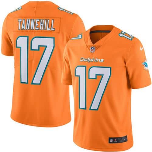 Dolphins #17 Ryan Tannehill Orange Stitched Limited Rush Nike Jersey