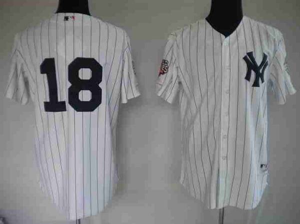 Yankees #18 Johnny Damon Stitched White Jersey