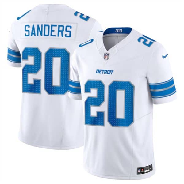 Detroit Lions #20 Barry Sanders White 2024 F.U.S.E. Vapor Limited Stitched Jersey