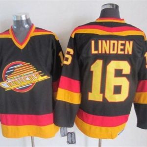 Canucks #16 Trevor Linden Black Gold CCM Throwback Stitched Jersey