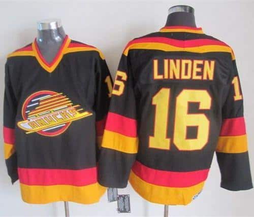 Canucks #16 Trevor Linden Black Gold CCM Throwback Stitched Jersey