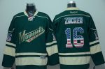 Wild #16 Jason Zucker Green USA Flag Fashion Stitched Jersey
