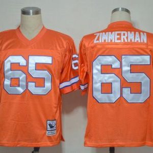 Mitchell And Ness Broncos #65 Gary Zimmerman Orange Stitched Throwback Jersey