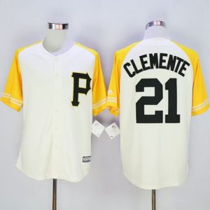 Pirates #21 Roberto Clemente Cream Gold Exclusive New Cool Base Stitched Jersey