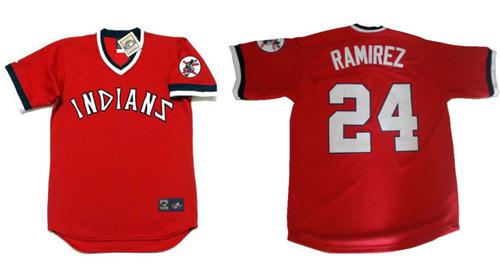 Indians #24 Manny Ramirez Red 1978 Turn Back The Clock Stitched Jersey