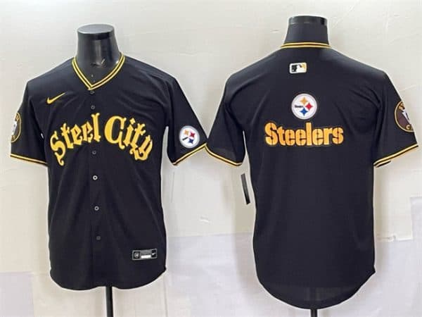 Pittsburgh Steelers Team Big Logo Black 412 Patch Vapor Premier Limited Stitched Jersey