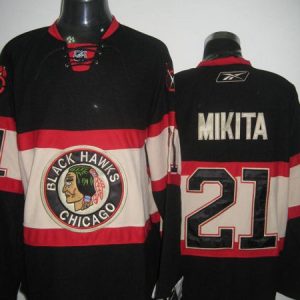 Blackhawks #21 Stan Mikita Stitched Black New Third Jersey