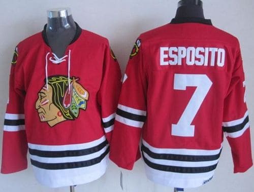 Blackhawks #7 Tony Esposito Red CCM Throwback Stitched Jersey