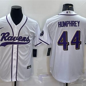 Baltimore Ravens #44 Marlon Humphrey White With Patch Cool Base Stitched Jersey