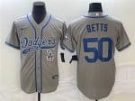 Los Angeles Dodgers #50 Mookie Betts Gray With Patch Cool Base Stitched Jersey