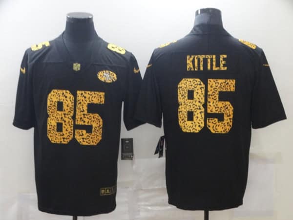 San Francisco 49ers #85 George Kittle 2020 Black Leopard Print Fashion Limited Stitched Jersey