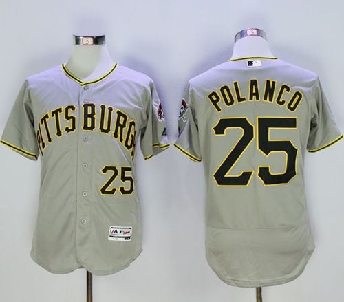 Pirates #25 Gregory Polanco Grey Flexbase Authentic Collection Stitched Jersey