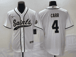 New Orleans Saints #4 Derek Carr White With Patch Cool Base Stitched Jersey