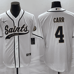 New Orleans Saints #4 Derek Carr White With Patch Cool Base Stitched Jersey