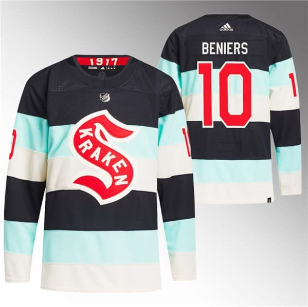 Seattle Kraken #10 Matty Beniers Deep Sea Blue 2024 Winter Classic Primegreen Stitched Jersey