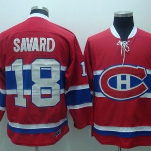 Canadiens #18 Serge Savard Stitched Red CH CCM Throwback Jersey
