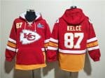 Kansas City Chiefs #87 Travis Kelce Red Super Bowl Lace-Up Pullover Hoodie