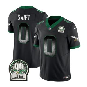 Philadelphia Eagles #0 D'Andre Swift Black 2023 F.U.S.E. Throwback Vapor Untouchable Limited Stitched Jersey