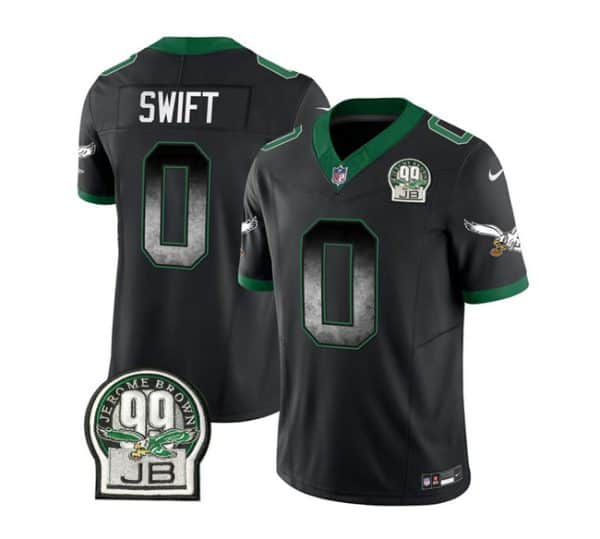 Philadelphia Eagles #0 D'Andre Swift Black 2023 F.U.S.E. Throwback Vapor Untouchable Limited Stitched Jersey