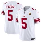 New York Giants #5 Jacob Eason White 2023 F.U.S.E. With John Madden Patch Vapor Limited Stitched Jersey