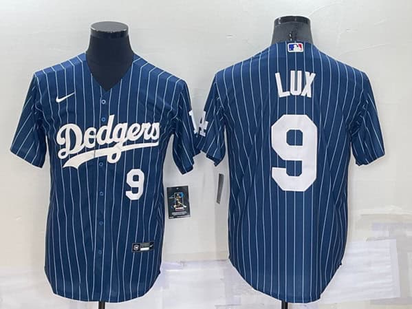 Los Angeles Dodgers #9 Gavin Lux Navy Cool Base Stitched Jersey