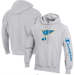 St. Louis Blues Gray Heathered Reverse Weave Pullover Hoodie