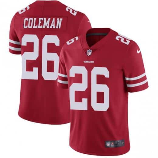 San Francisco 49ers #26 Tevin Coleman Red Vapor Untouchable Limited Stitched Jersey