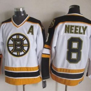 Bruins #8 Cam Neely White Black CCM Throwback Stitched Jersey