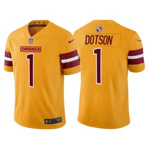 Washington Commanders #1 Jahan Dotson Gold Vapor Untouchable Stitched Football Jersey