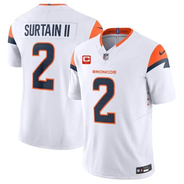 Denver Broncos #2 Pat Surtain II White 2024 F.U.S.E. Wit 1-Star C Patch Vapor Limited Stitched Jersey
