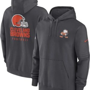 Cleveland Browns Charcoal Sideline Club Fleece Long Sleeve Hoodie
