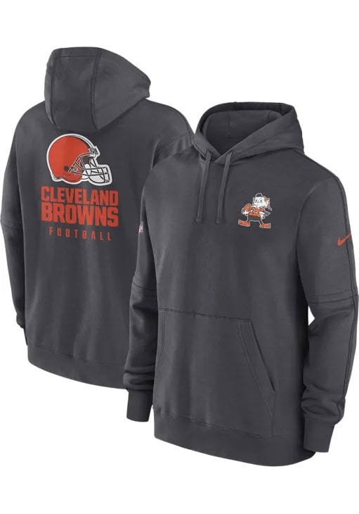 Cleveland Browns Charcoal Sideline Club Fleece Long Sleeve Hoodie
