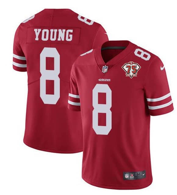 San Francisco 49ers #8 Steve Young Red 2021 75th Anniversary Vapor Untouchable Limited Stitched Jersey