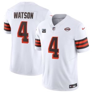 Cleveland Browns #4 Deshaun Watson White 2024 F.U.S.E. With 2-Star C Patch 1946 Collection Vapor Limited Stitched Jersey