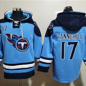 Tennessee Titans #17 Ryan Tannehill Blue Lace-Up Pullover Hoodie