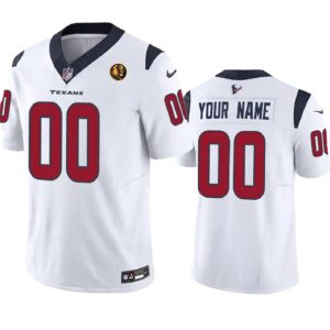 Houston Texans Custom White 2023 F.U.S.E. With John Madden Patch Vapor Limited Stitched Jersey