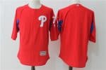 Philadelphia Phillies #7 Maikel Franco Red Authentic Collection On-Field 3 4 Sleeve Sleeve Batting Practice Stitched Jersey