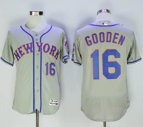 Mets #16 Dwight Gooden Grey Flexbase Authentic Collection Stitched Jersey