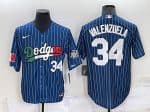 Los Angeles Dodgers #34 Toro Valenzuela Navy Mexico World Series Cool Base Stitched Baseball Jersey
