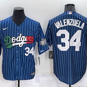 Los Angeles Dodgers #34 Toro Valenzuela Navy Mexico World Series Cool Base Stitched Baseball Jersey