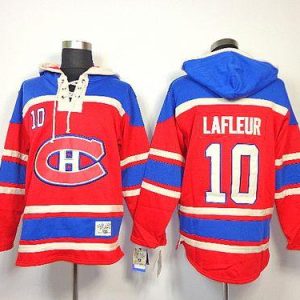 Canadiens #10 Guy Lafleur Red Sawyer Hooded Sweatshirt Stitched Jersey