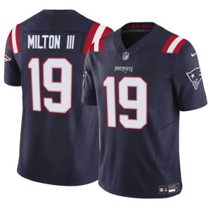 New England Patriots #19 Joe Milton III Navy 2024 F.U.S.E. Vapor Limited Stitched Jersey