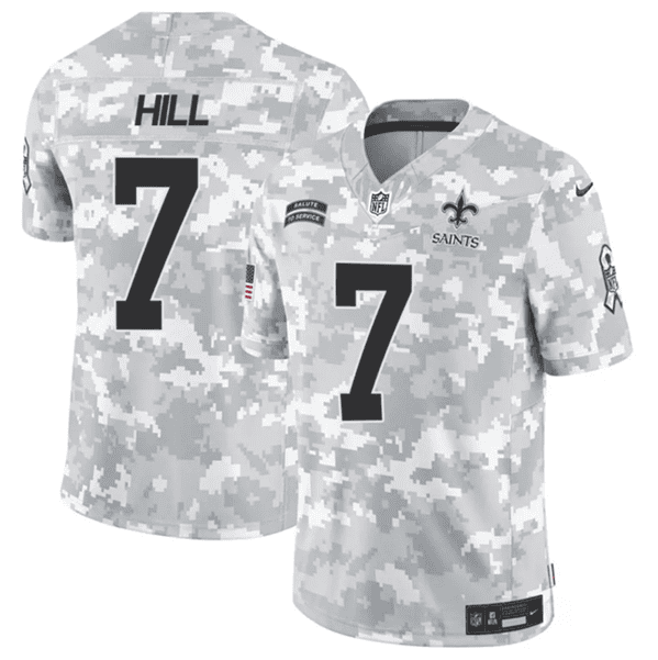New Orleans Saints #7 Taysom Hill Arctic Camo 2024 F.U.S.E. Salute To Service Limited Stitched Jersey