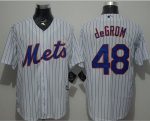 Mets #48 Jacob DeGrom White(Blue Strip) New Cool Base Stitched Jersey