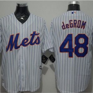 Mets #48 Jacob DeGrom White(Blue Strip) New Cool Base Stitched Jersey