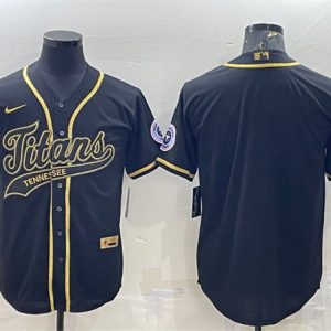 Tennessee Titans Blank Black Gold With Patch Cool Base Stitched Baseball Jersey
