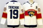 Florida Panthers #19 Matthew Tkachuk White 2024-25 Home With A Patch Stitched Jersey