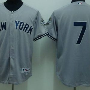 Yankees #7 Mickey Mantle Stitched Grey Jersey